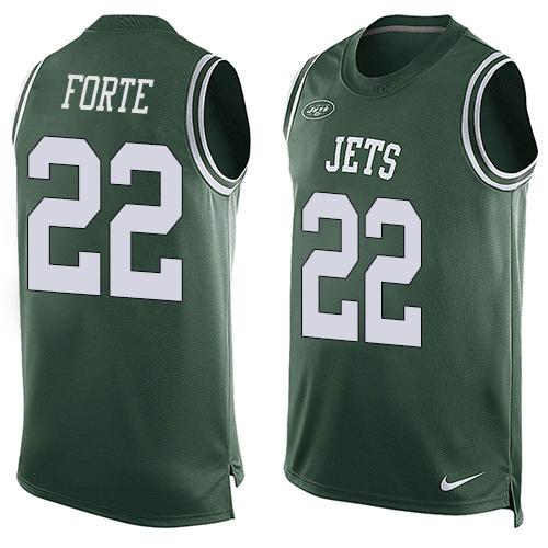 Nike Jets #22 Matt Forte Green Team Color Men's Stitched NFL Limited Tank Top Jersey